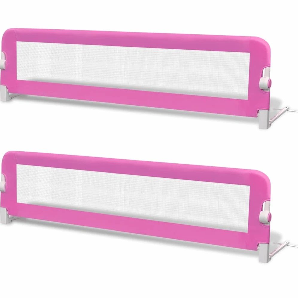 Bettschutzgitter 2er Set für Kleinkinder, klappbarer Rausfallschutz für Kinderbett, Rosa, 150 x 42 cm, Sicherer Bettgitter für Kinder von 18 Monaten bis 5 Jahren