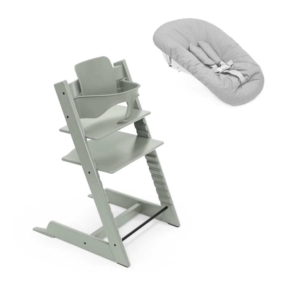 Stokke Tripp Trapp Hochstuhl Glacier Green, inklusive Stuhl und Babyset 2 mit Babyset, sicher, verstellbar, ergonomisches Design
