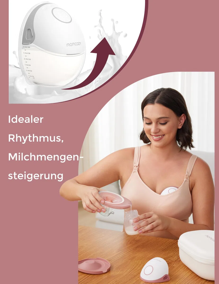 Momcozy M6 Mobile Style Milchpumpe Elektrische, handsfree 1 Pack Rot | tragbare Brustpumpen DoubleFit-Flansch, mehr Passform und Diskretion mit 3 Modi und 9 Stufen 24 mm Brusthaube