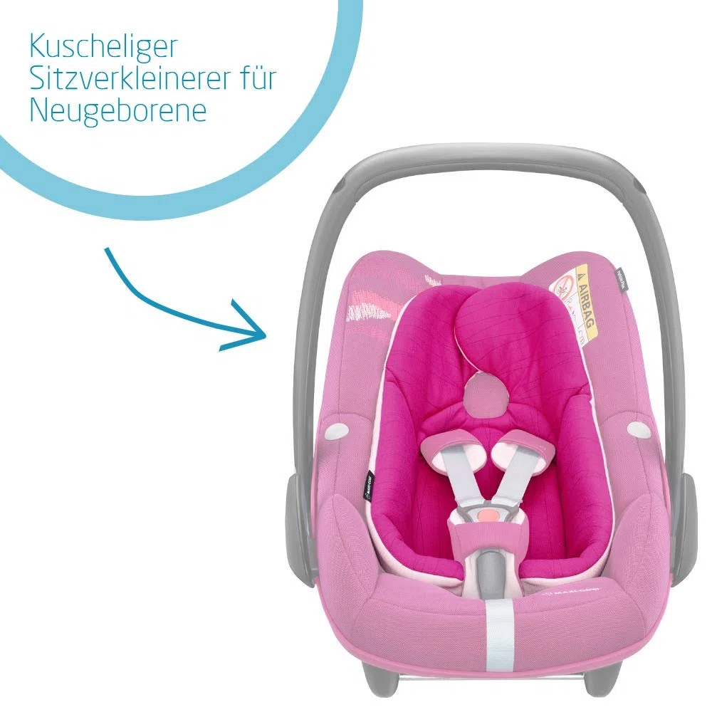 Maxi-Cosi Pebble Plus i-Size Babyschale, Gruppe 0+ Autositz für Babys, inkl. Sitzverkleinerer, nutzbar ab der Geburt bis ca. 12 Monate (0-13 kg / 45-75 cm), Frequency Pink, pink