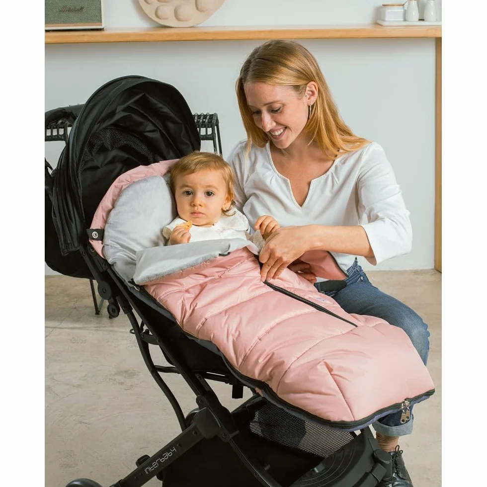 Interbaby Universal Fußsack Kinderwagen Winter | Weiche, Warme, Wintersack Kinderwagen | Abnehmbare fußsack, Doppelte Öffnung, Leicht zu Waschen, Antiallergene Materialien, Rosa