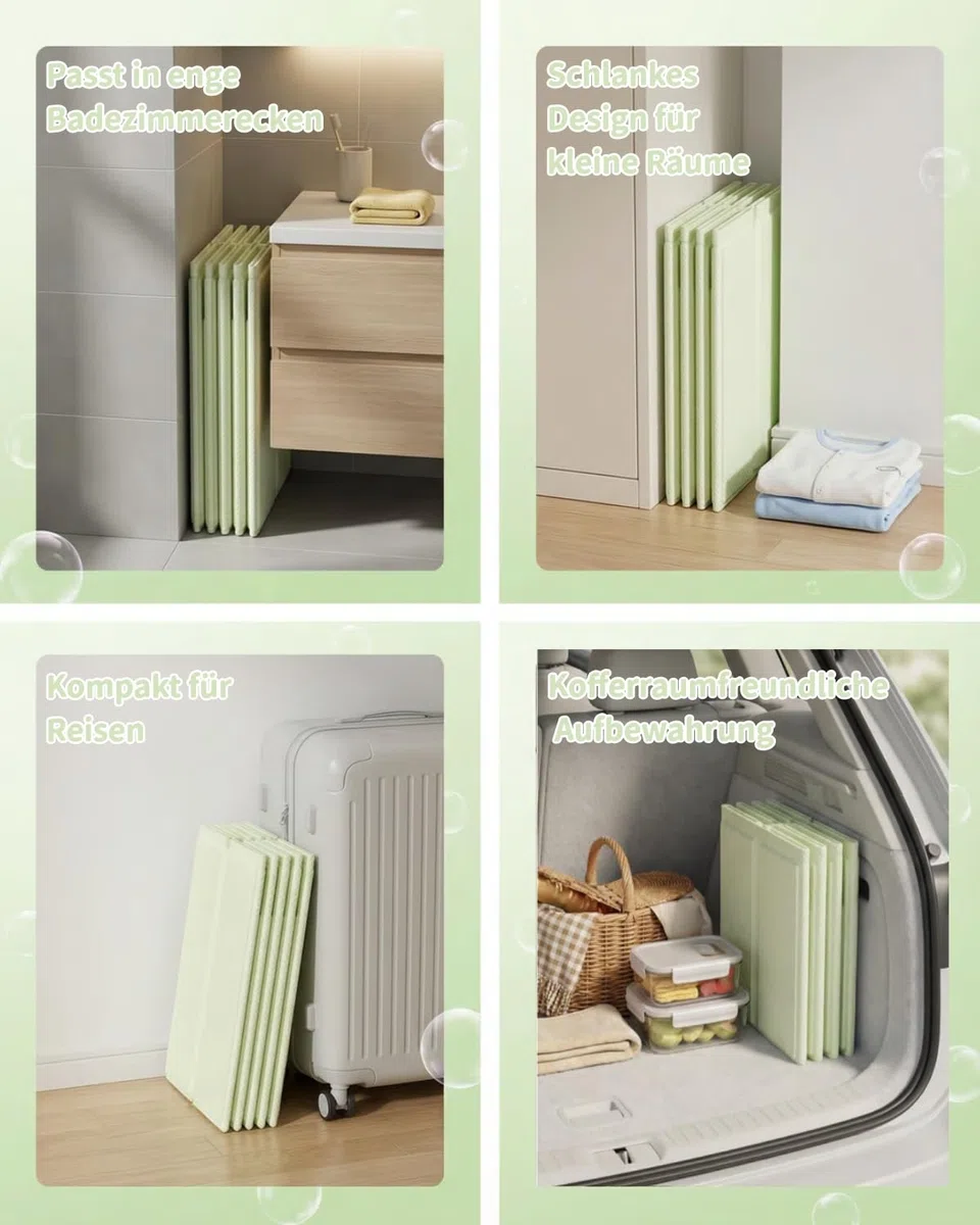 Faltbare Babybadewanne für Babys & Kleinkinder von 0–6 Jahren, Klappbare Kinderbadewanne für Bad & Dusche, Mit 4 Stabilen Standfüßen und Ablauf, Platzsparend & Leicht (Grün)