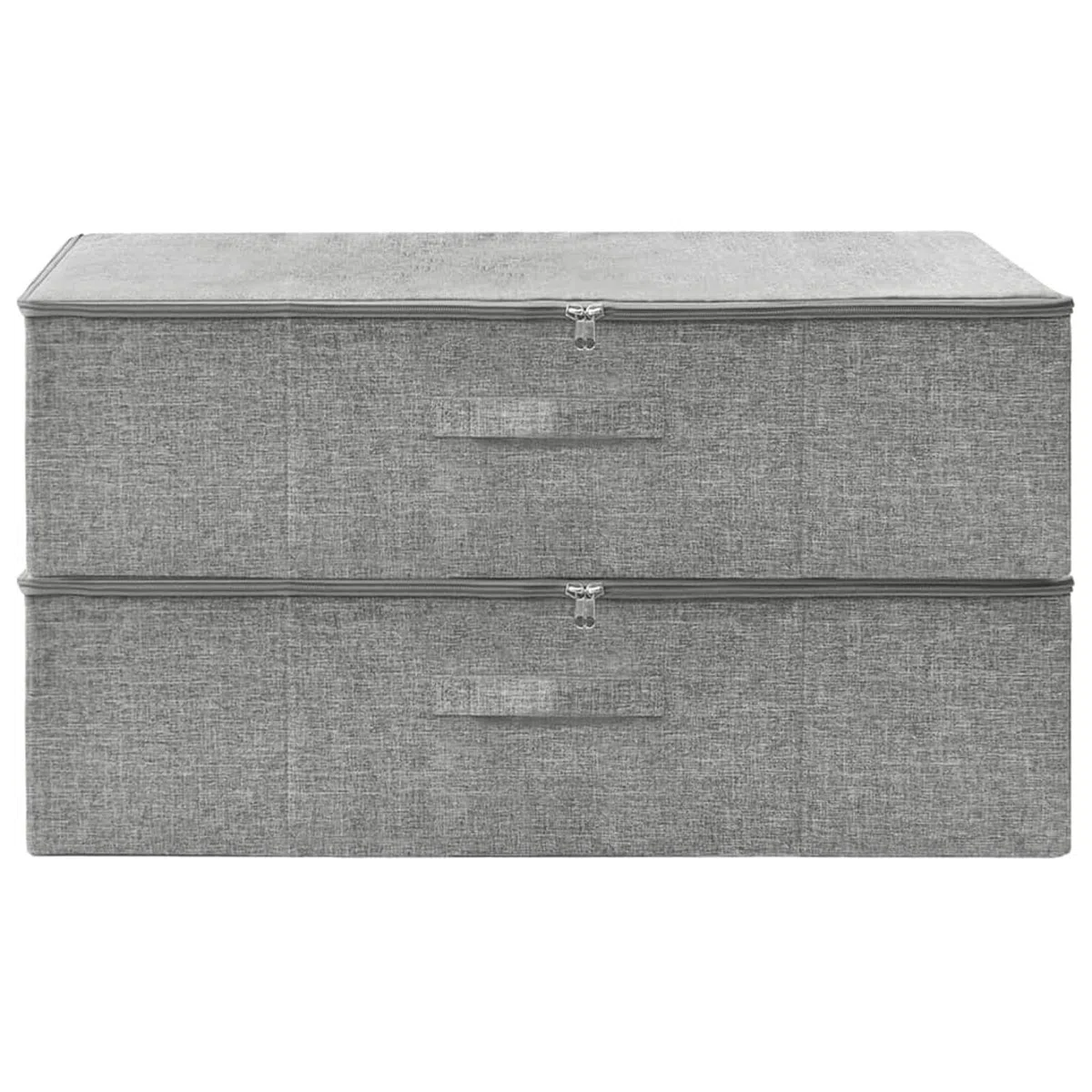 Tidyard 2 STK. Faltbare Aufbewahrungstasche, Dekoboxen mit Reißverschluss, Aufbewahrungskörbe, Spielzeug-Organizer, Stoff Grau 70x40x18 cm