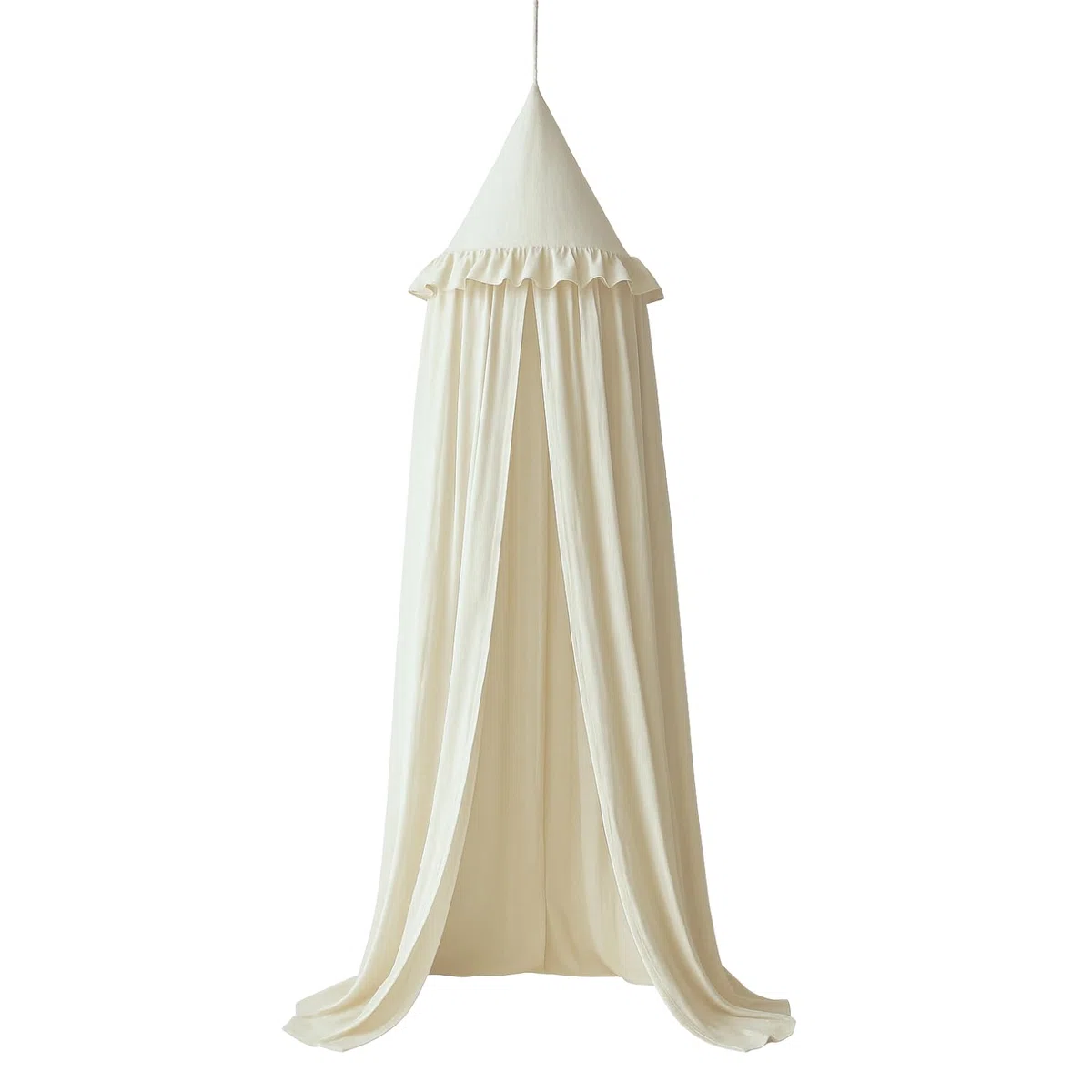 Wonder Space Kinderbetthimmel mit Rüschen, Pastell Neutrale Farbe für Jungen & Mädchen, Hängender Vorhang Moskitonetz für Kinderzimmer Babybett Kleinkinderbett Leseecke Dekoration (Cremefarben)