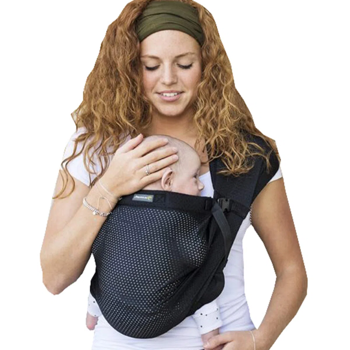 Minimonkey -Tragetuch Mini Sling schwarz für Neugeborene ab Geburt (0 - 2 Jahre) bis 15 kg - Sommer Baby-Trage-System wasserfest, ergonomisch am Bauch tragen in M-Position - Kleinkind Tragegurt