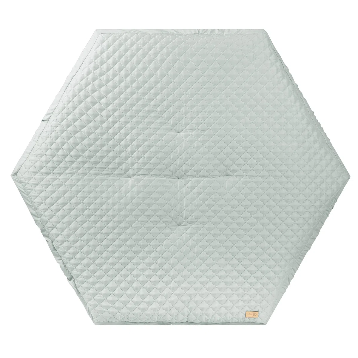 roba Laufgitter 6-eckig - Baby Spielgitter hexagonal + Einlage roba Style frosty green - 3-fach höhenverstellbar - Mobiler Laufstall mit Rollen - Holz weiß