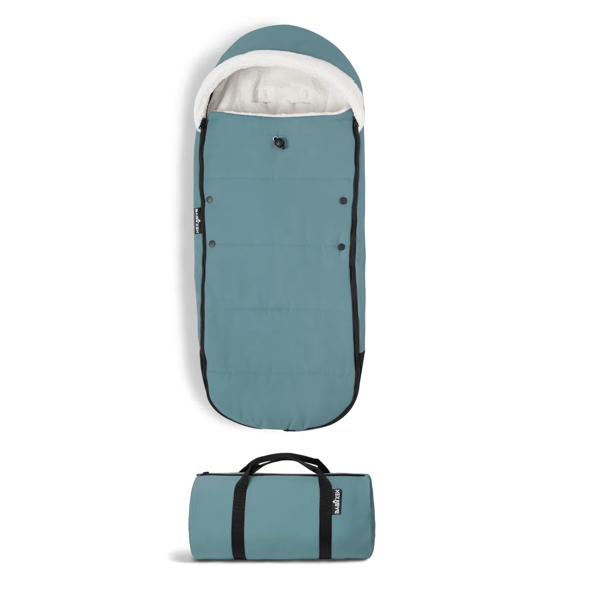BABYZEN YOYO Fußsack, Aqua - Sherpa-Futter und Fleece-Kapuze mit Kordelzug hüllen das Baby in wohlige Wärme - Inklusive Tragetasche - Maschinenwaschbar