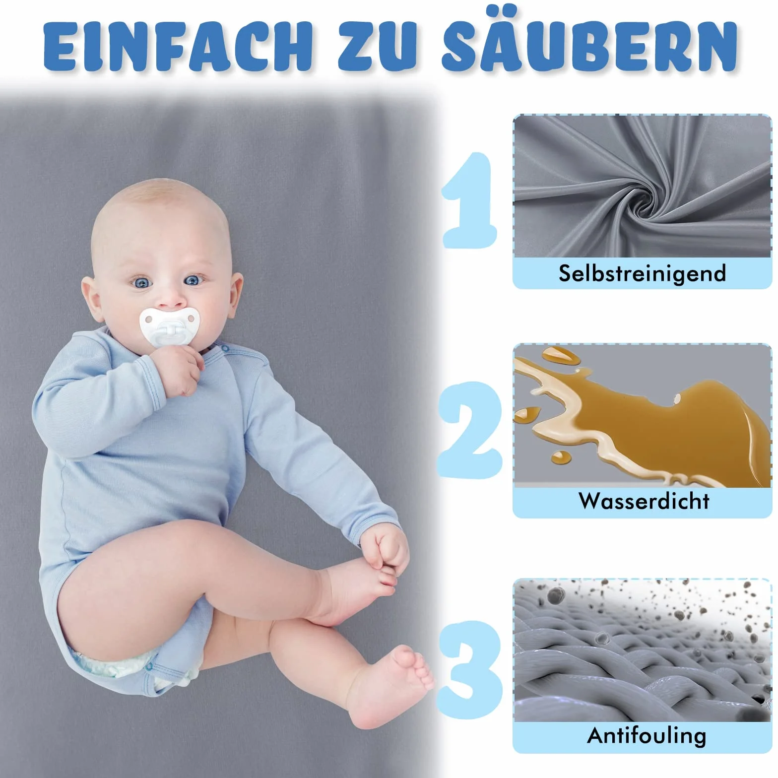 ACXIN Laufstall Baby Laufgitter 127x127x68cm mit Rutschfester Basis und Atmungsaktivem Netz, Stabiler Absperrgitter Aktivitätszentrum für Kinder, Grau