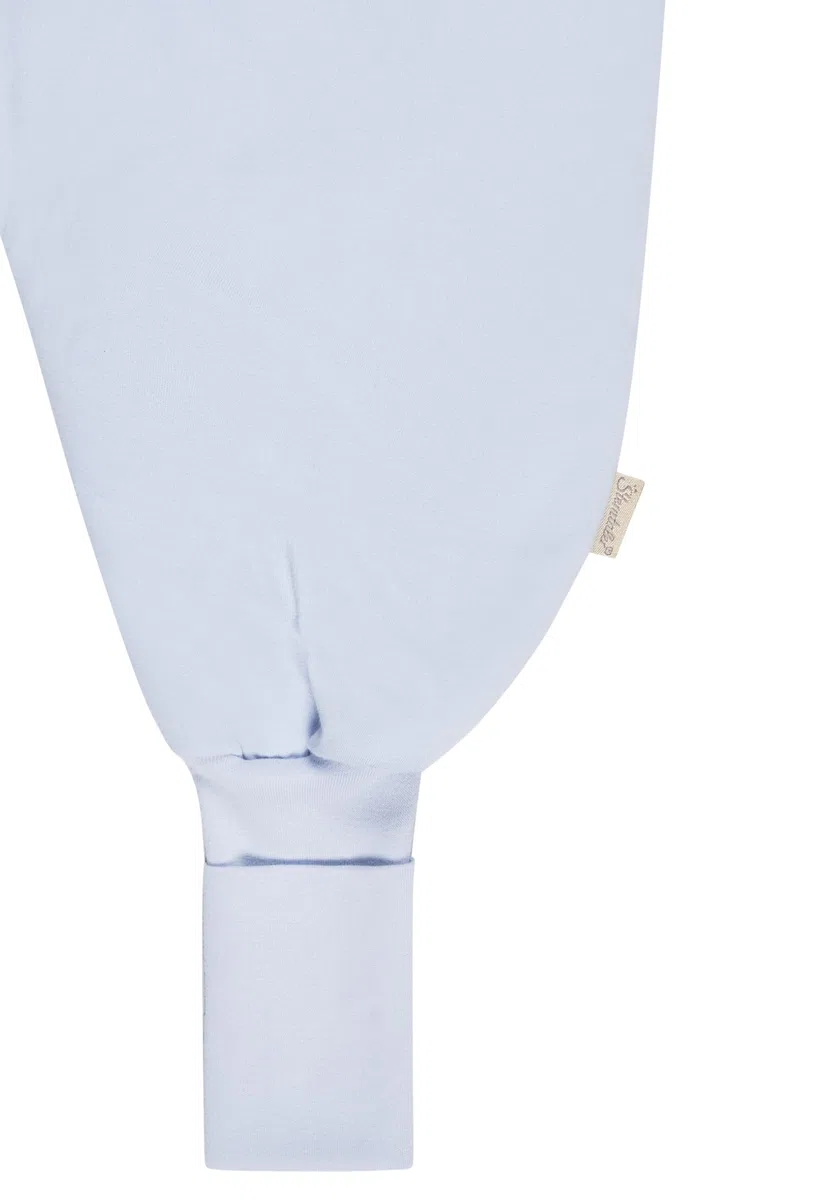 Sterntaler Schlafsack mit Beinen Bär Bo aus Baumwoll-Jersey, Hydrocool-Futter, integrierte Stulpen an den Beinen, Zwei-Wege-Reißverschluss und Applikation auf der Brust; eisblau; 1,50 TOG, Größe 74
