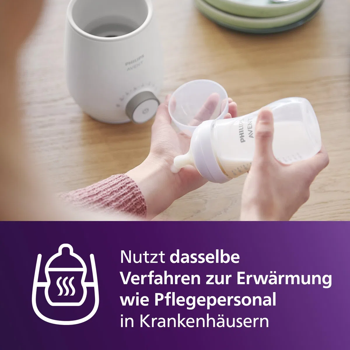 Philips Avent Premium-Fläschchenwärmer SCF358/00 mit intelligenter Temperaturregelung, Wasserbadtechnologie, automatischer Abschaltung