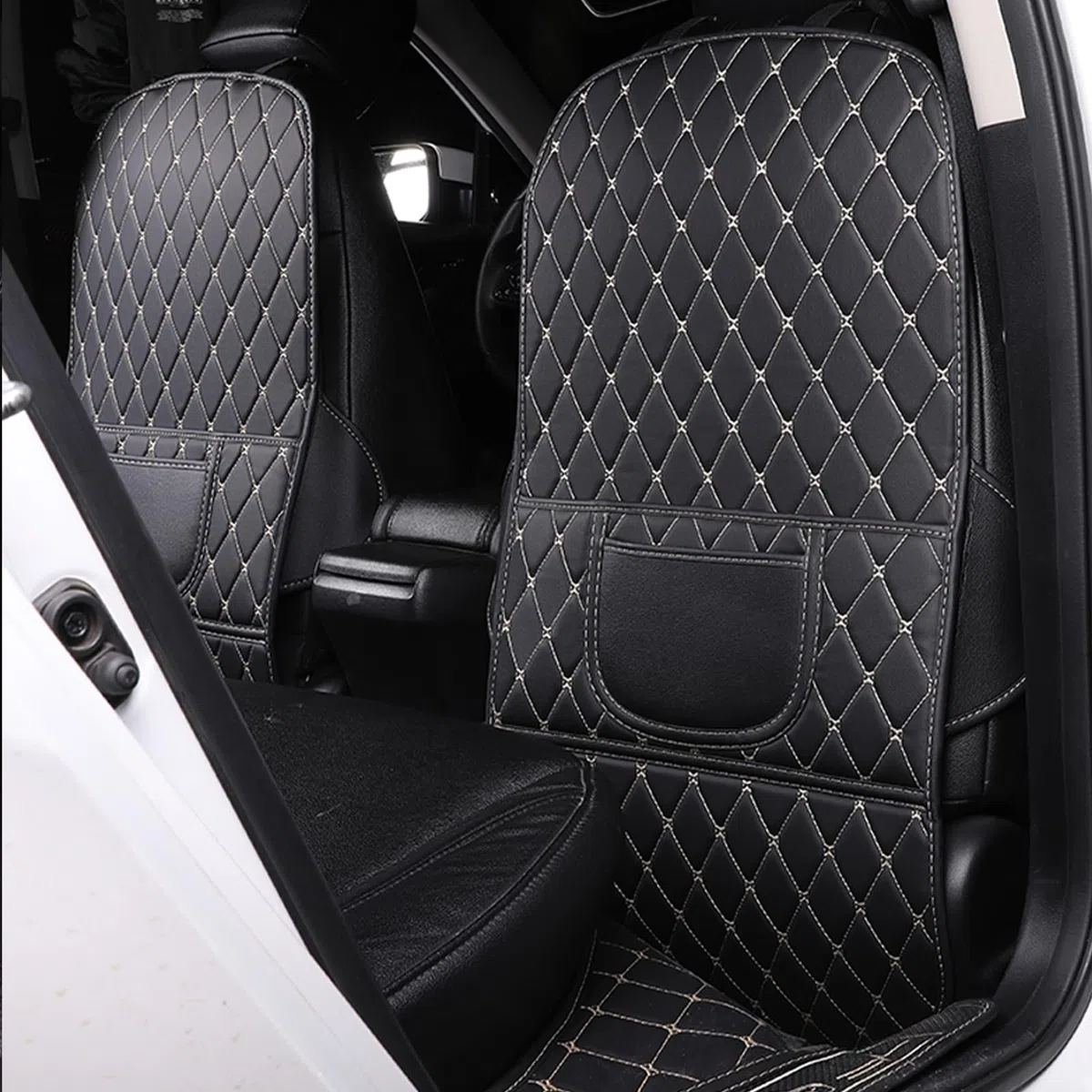 2 StüCk Schutz Autositz RüCkenlehne Kinder für Porsche Cayenne/Cayenne Coupe/Macan/Panamera/Taycan, Rear Seat Anti-Kick Leder Sitz, Auto Ssauber und Ordentlich zu Halten,- L