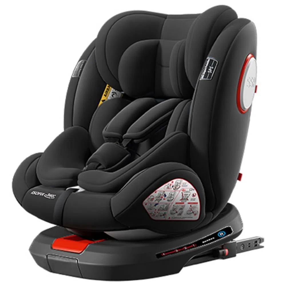 Kindersitz Isofix,Frei drehbarer Autositz mit verstellbarer Kopfstütze für Kleinkinder und Babys mit Fußstütze,Kindersitz Gruppe 0+/1/2/3(Schwarz)