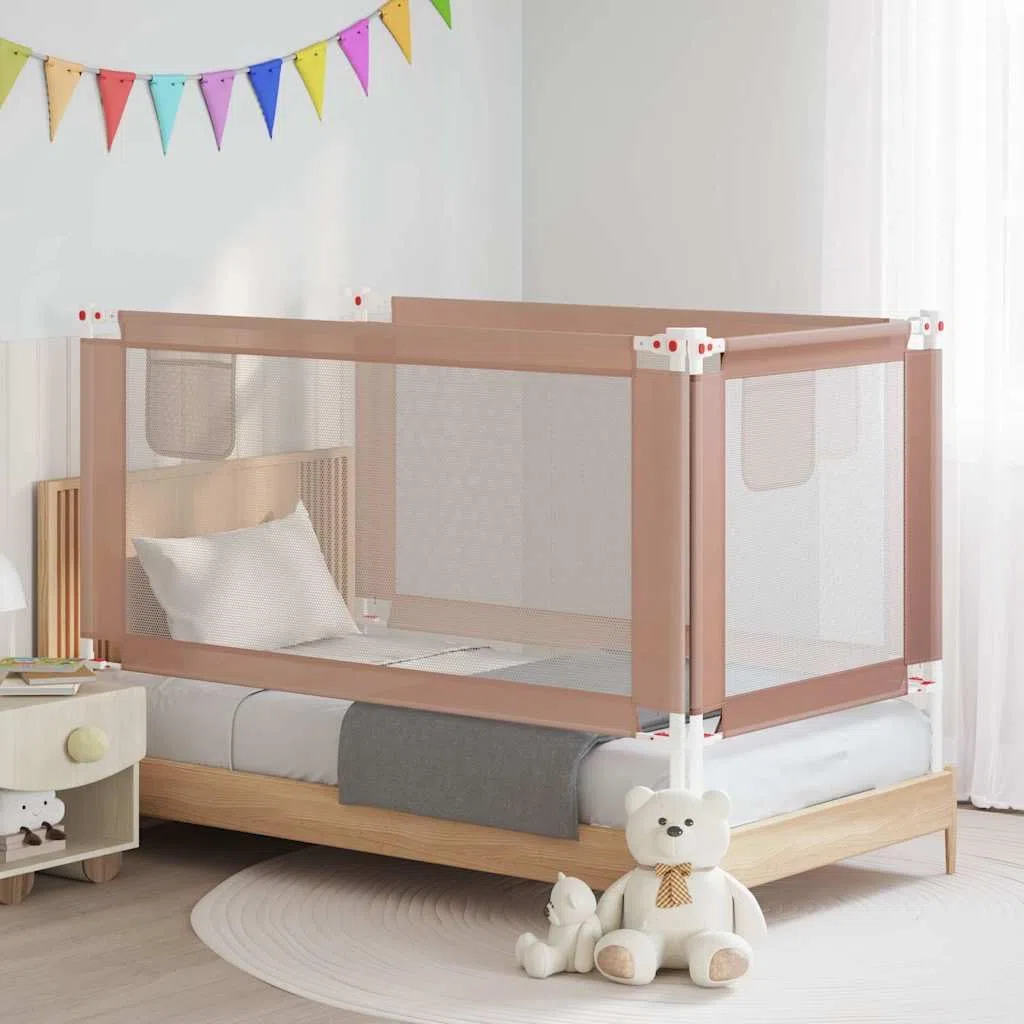 Generisch Kleinkind-Bettschutzgitter Taupe 160x25 cm Stoff,Baby & Kleinkind,Babysicherheit,Baby-Bettschutzgitter-10221