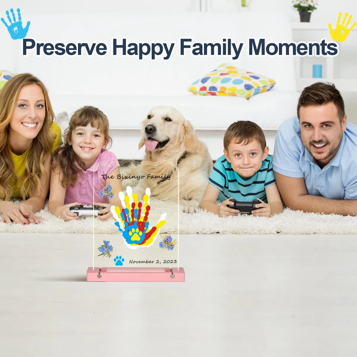Familien-Handabdruck-Kit Nachtlicht - Benutzerdefinierte Babygeschenke für neue Eltern, Neugeborenes Andenken Baby Handabdruck Kit, Familiengeschenke für Großeltern, neue Babypartykorb, Bastelfarben,