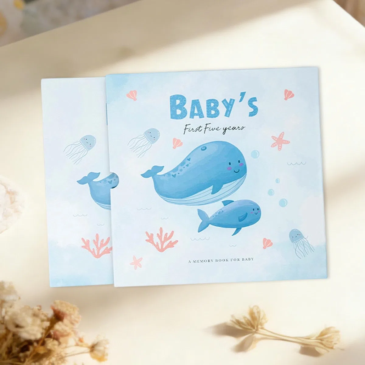 harayaa -Erinnerungsbuch/Tagebuch für Neugeborene – für frischgebackene Eltern – – Geschenk zur Babyparty – Wachstumstagebuch/Fotoalbum, Wal