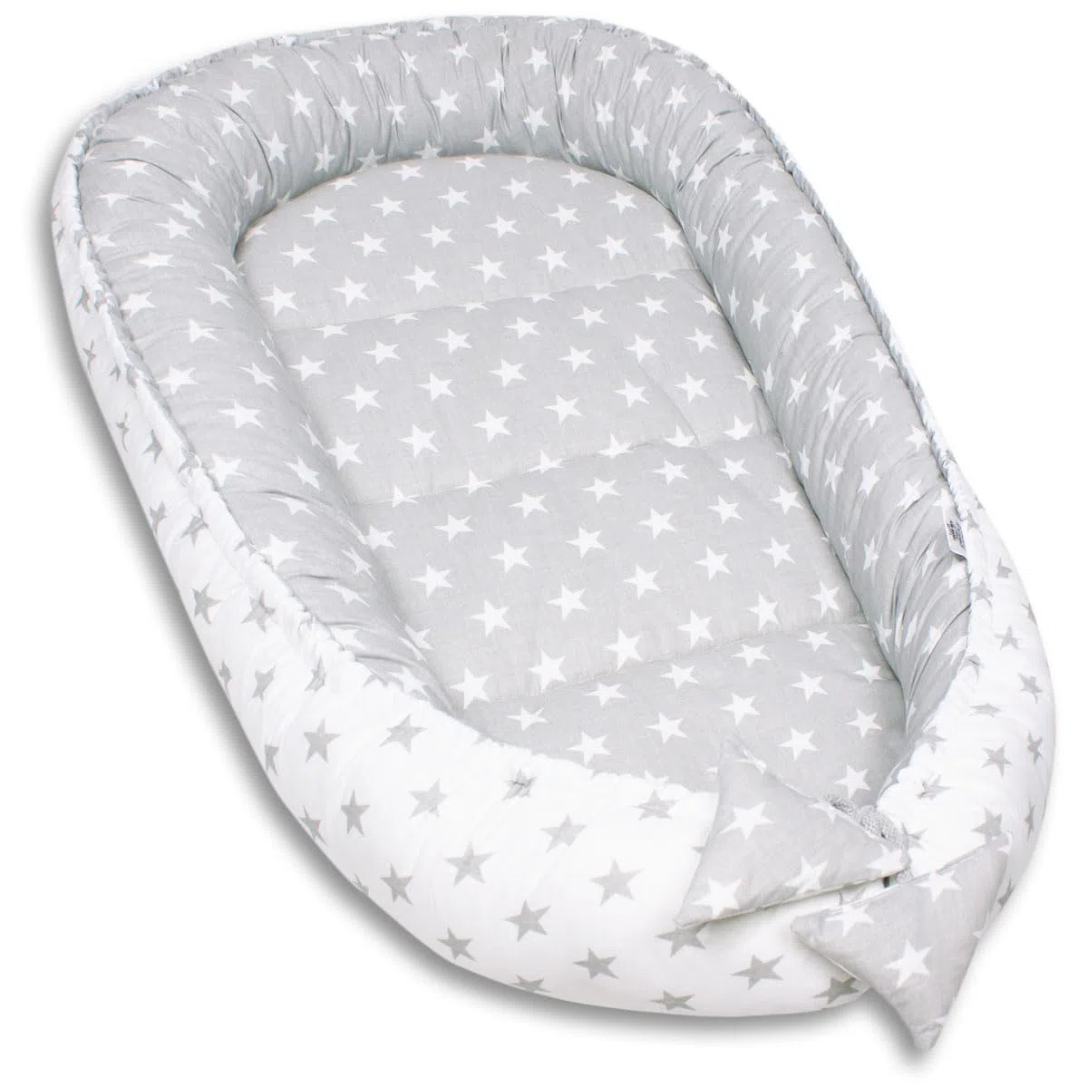 PaLulli 3-TLG Baby Ausstattung-Set Kuschelnest Babynest 95x55cm Baby-Matratze Kuscheldecke Babybett 100% Baumwolle Hypoallergisch Für 0-8 Monate