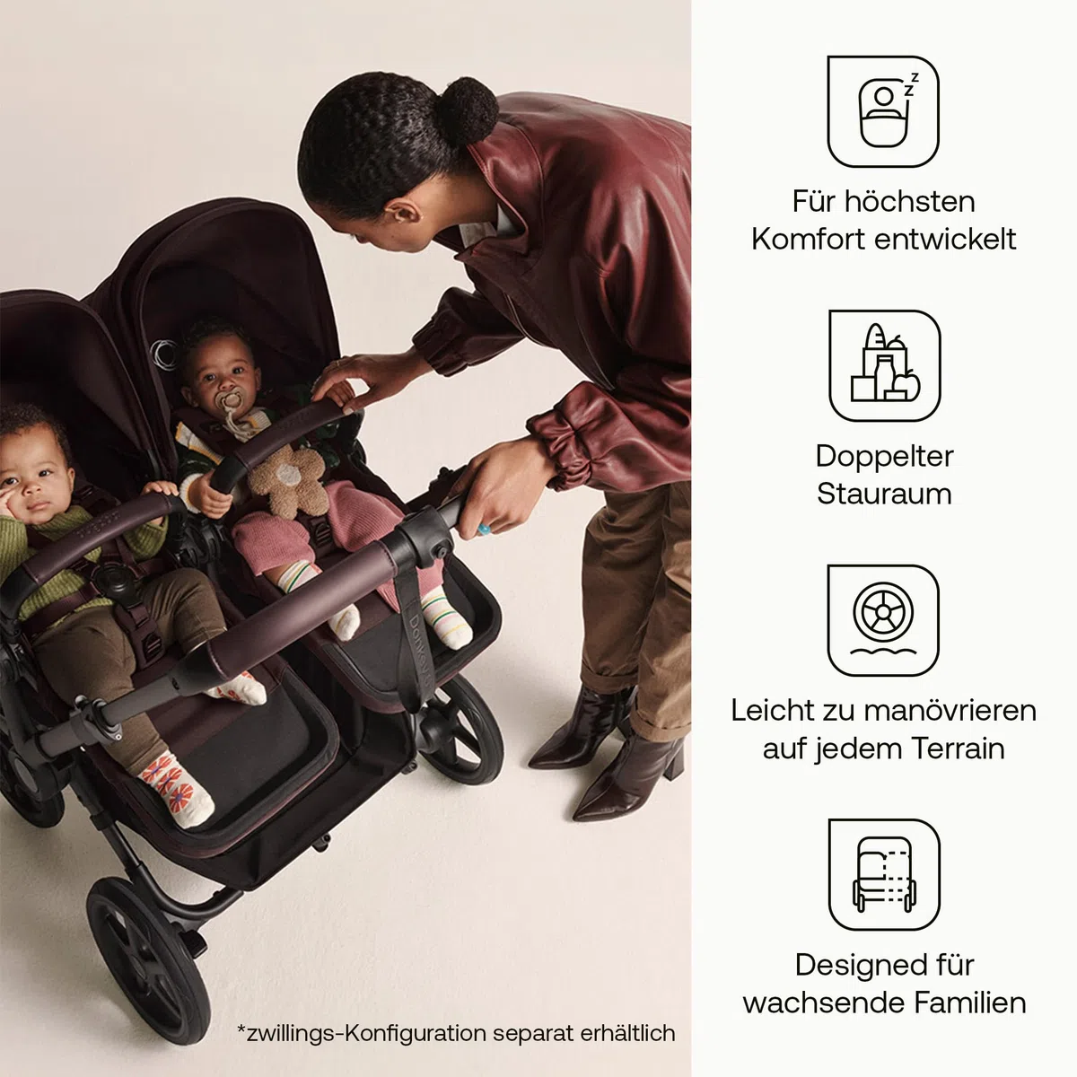 Bugaboo Donkey 6 Single 2-in-1-Kinderwagen, umbaubar zum Doppel- und Zwillingskinderwagen, Fern Green