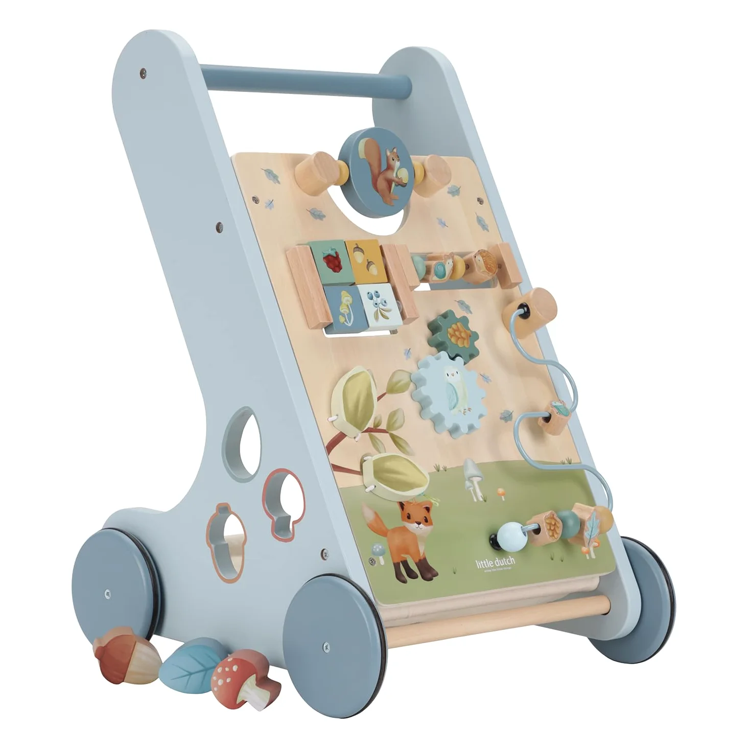 Little Dutch Laufwagen Schiebewagen mit Activity Spiel Board Holz Baby Kleinkind blau Fuchs - Forest Friends