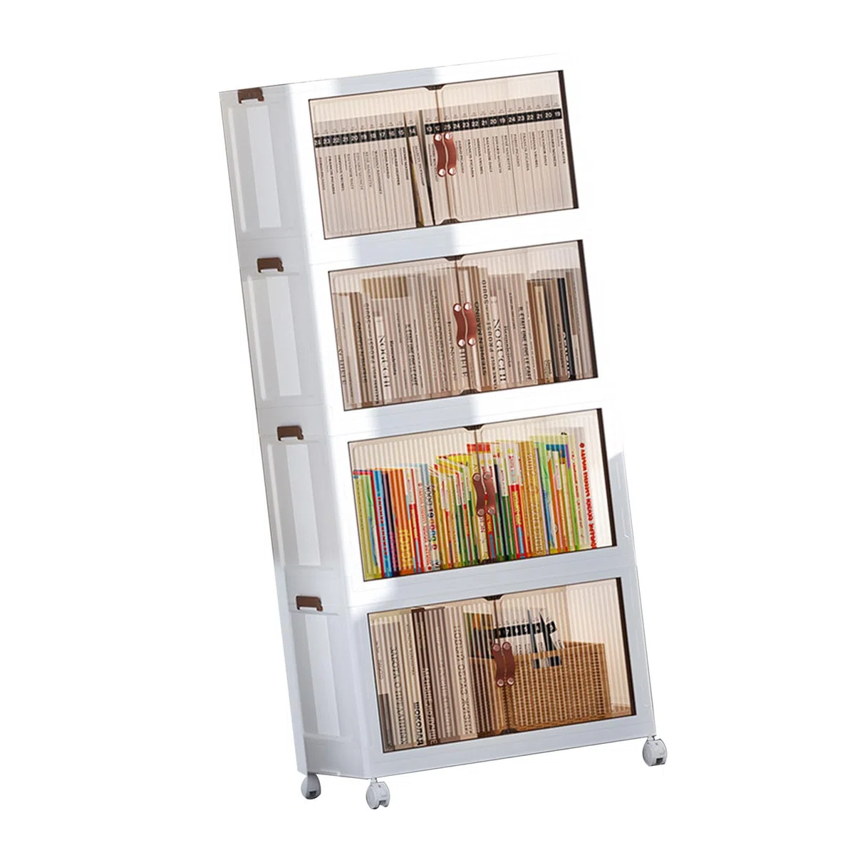 Multifunktionaler Zusammenklappbarer Aufbewahrungsschrank für, Snack-Organizer für Schlafzimmer, Kunststoff-Baby-Garderobe (4 Schichten)
