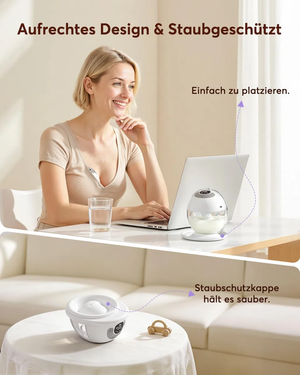 Haokoo Milchpumpe Elektrisch Freihändig für Stillende Mütter, Tragbare Elektrische Milchpumpe für Anfängerinnen, Auslaufsicher, mit 17/19/21/24/27 mm Flanschen, 4 Modi & 12 Stufen, Weiß, 2 Stück