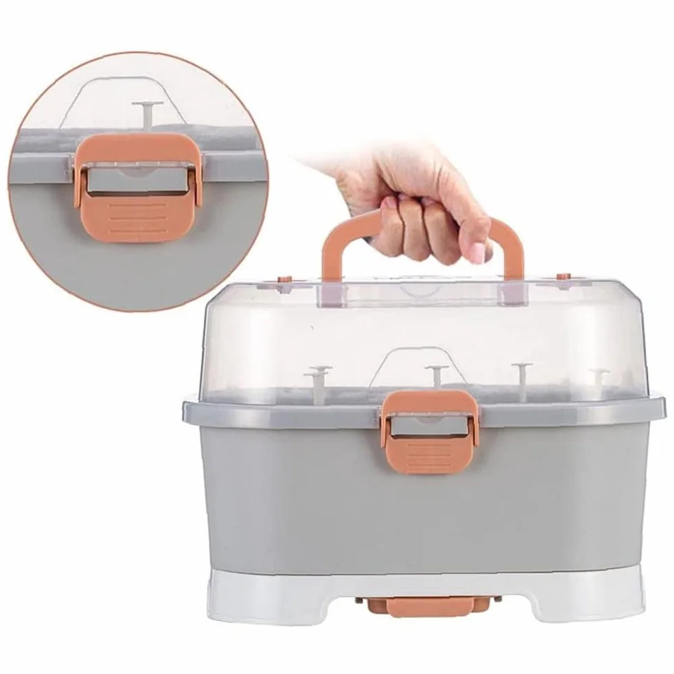 Babyflaschen-Trockenständer mit Abdeckung Stillflaschen-Aufbewahrungsbox Baby-Geschirr-Organizer für Outdoor-Reisen zu Hause