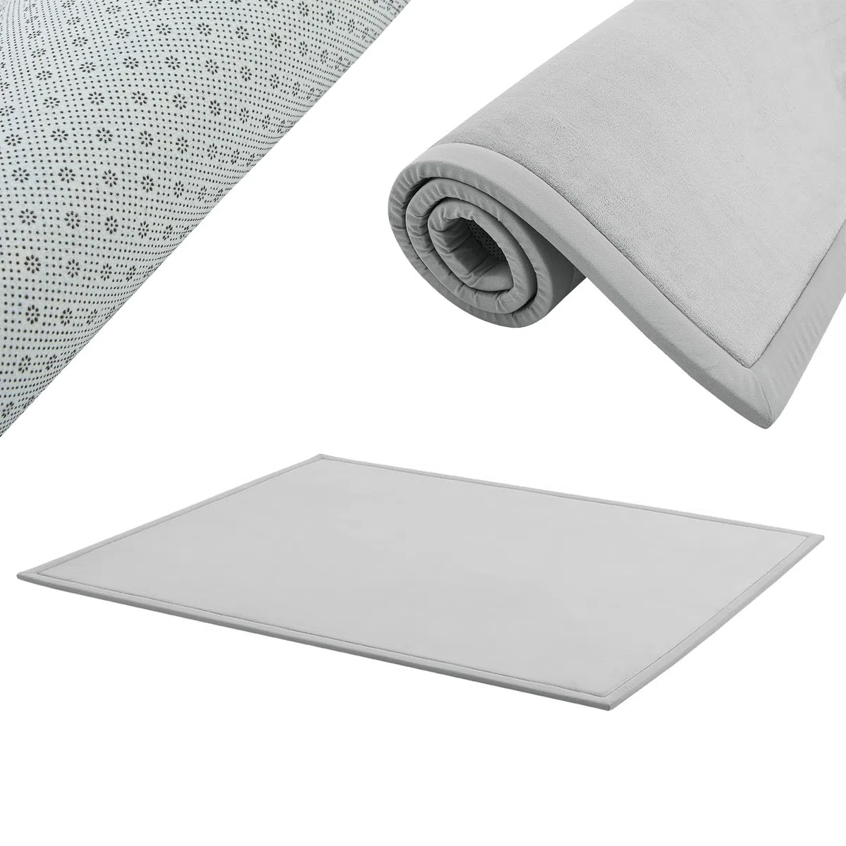 Juskys Krabbelmatte Spielmatte Krabbeldecke 220x180cm Samtmatte Teppich für Kind, Baby, Yoga - rutschfest, weich Kinderteppich Spielteppich in Grau