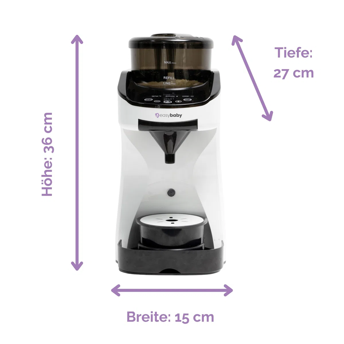 Easybaby Milk Maker - Automatischer Flaschenzubereiter - die Perfekte Babyflasche auf Knopfdruck, Flaschenwärmer, Bedienung mit dem Smartphone