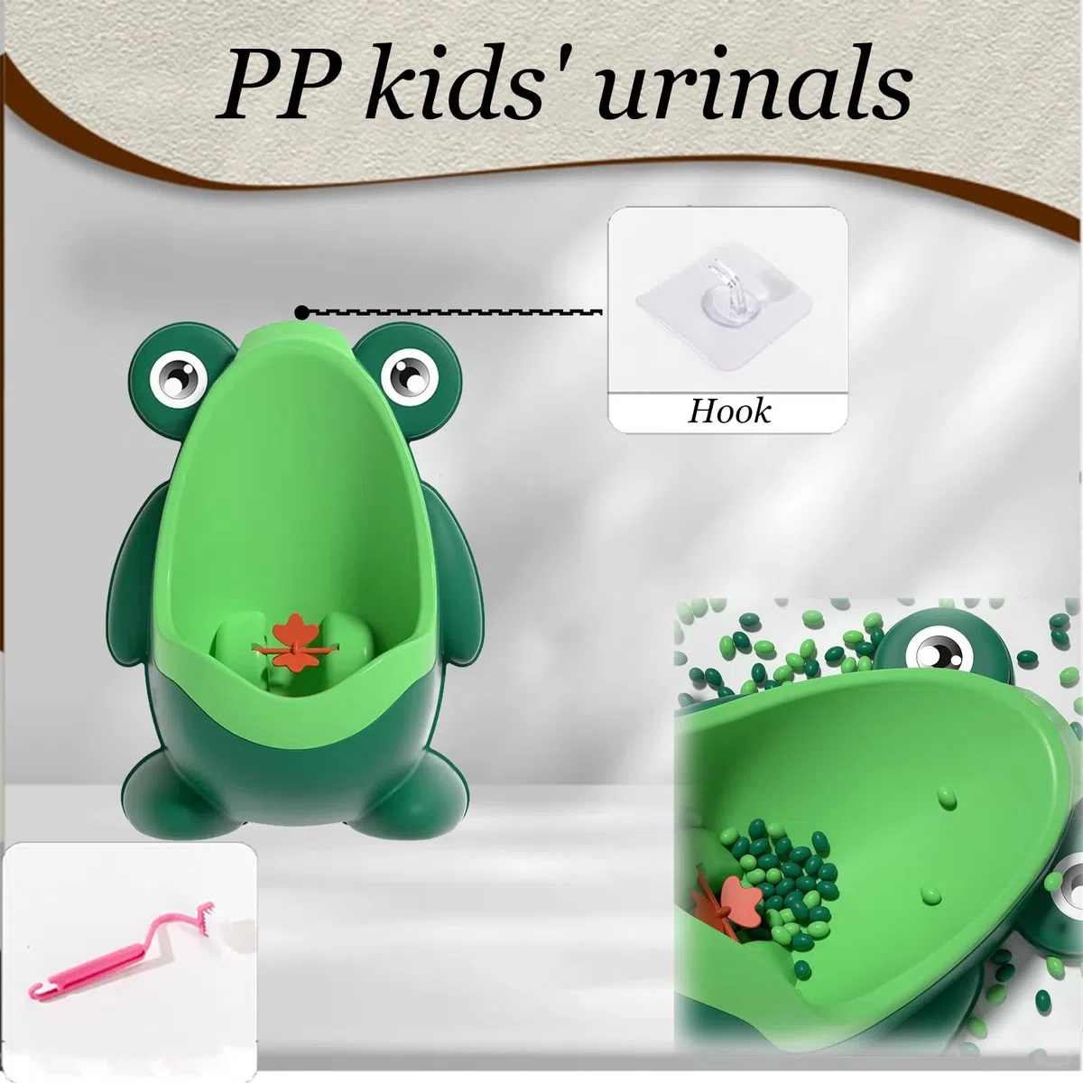 Urinal-Töpfchen Jungen-Urinal Für Badezimmer, An Der Wand Hängende Urinale Für Kleinkinder Mit Rotierender Windmühle, Lustiges Zielziel, Tragbare Trainingshilfe(Green)