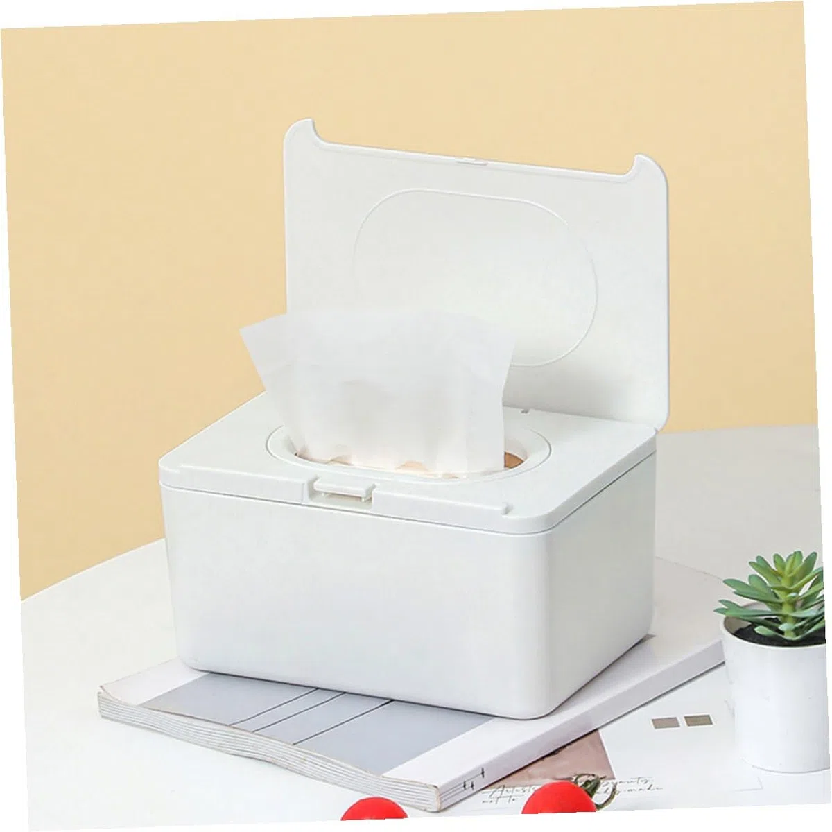 ORFOFE 2 Stück Feuchttuchspender Weiß Wiederverwendbare Feuchttücherbox mit Schutzdeckel Tragbarer Wischeständer für Bad Kinderwagen und Schreibtisch Vielseitiger Aufbewahrungsbehälter