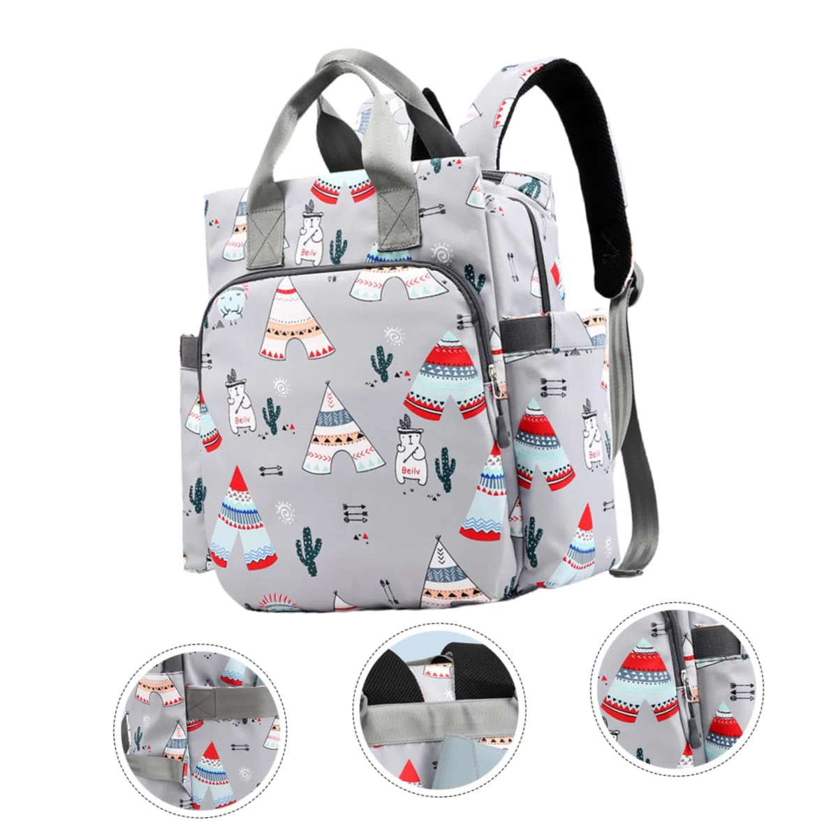 Mumienschultertasche für Mütter Praktischer Organizer Dunkelgrau für Unterwegs mit Großem und Feuchtigkeitsbeständigem