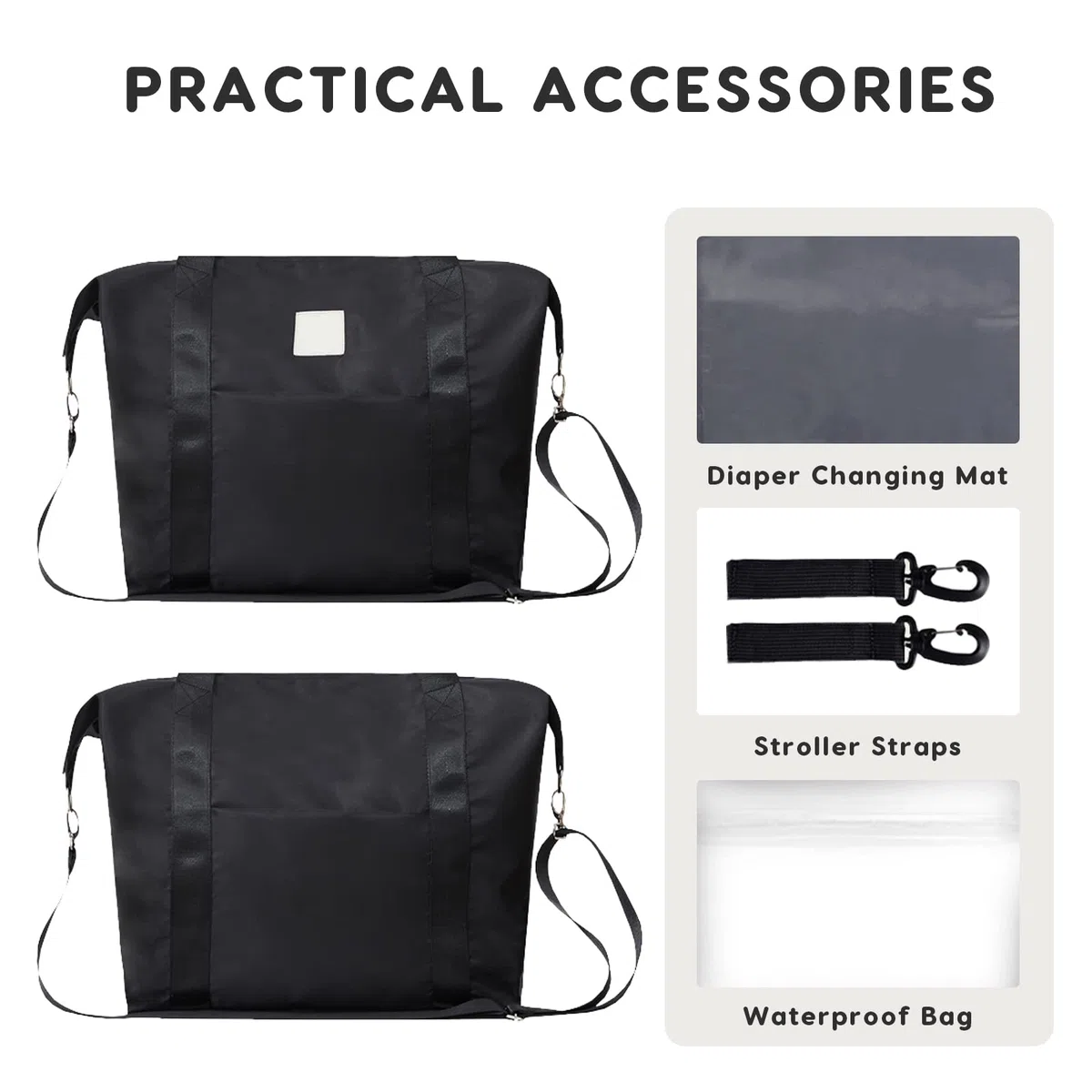 SONARIN Große Kapazität Wasserdicht Baby Wickeltasche,Stilvolle Reise Wickeltasche Umhängetasche Tragetasche Henkeltaschen Babytasche mit Wickelunterlage & Kinderwagen Haken