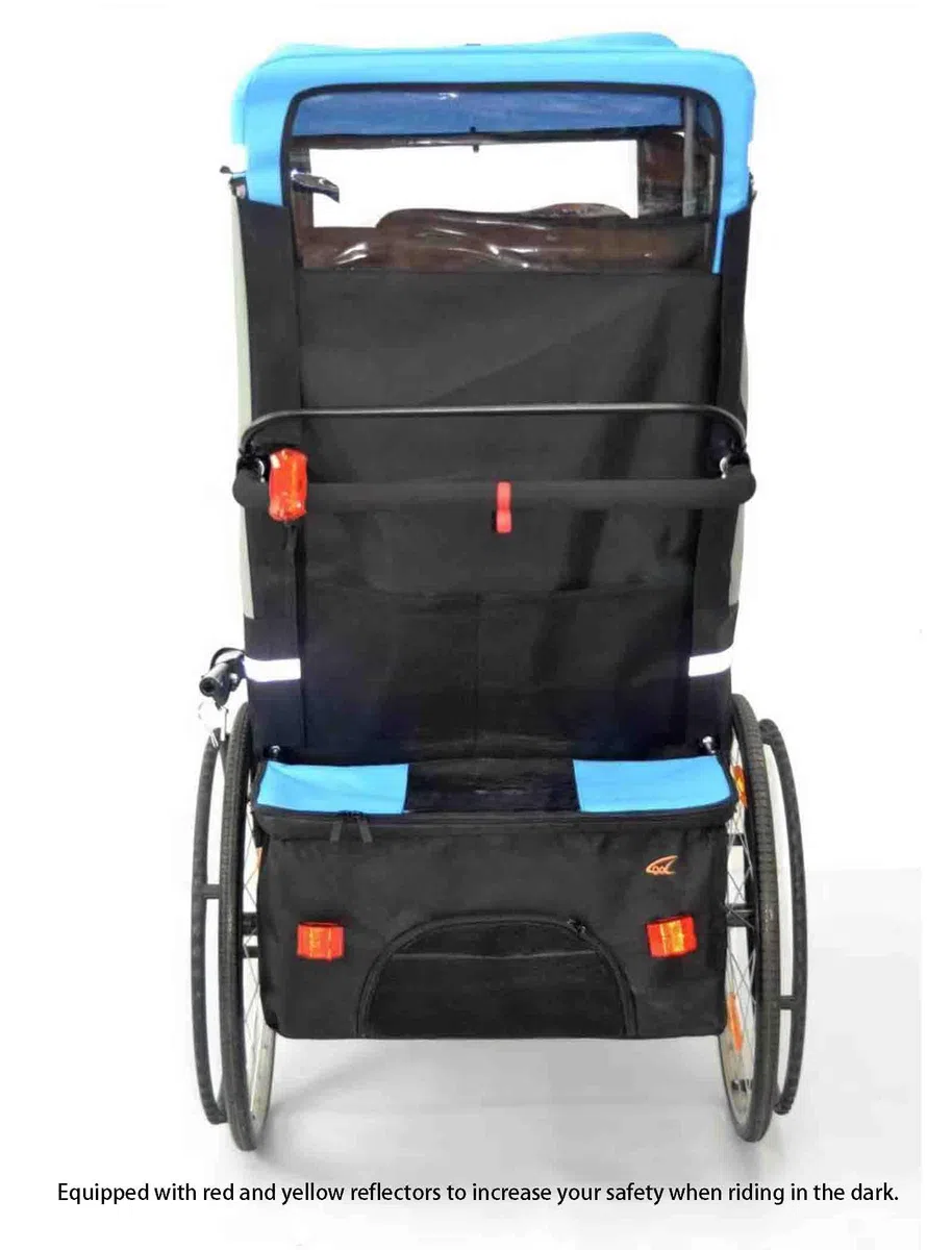 CAULO Fahrradanhänger für Erwachsene, Rollstuhl, Fahrrad, Aluminiumlegierung, hinterer Anhänger, Stoßdämpfung, komfortabler Traktor, multifunktionaler Wagen (Blue)