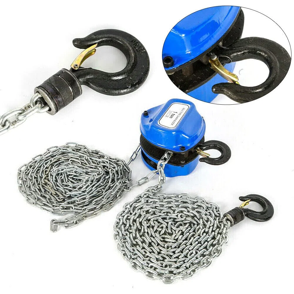 Profi Kettenflaschenzug 2T Kettenzug handseilwinde, Vollverzinkte Kette, ölfrei, 1000Kg Tragkraft Flaschenzug Seilzug Hebezug Ratschenzug, 4m Kettenblockaufzug Handkran