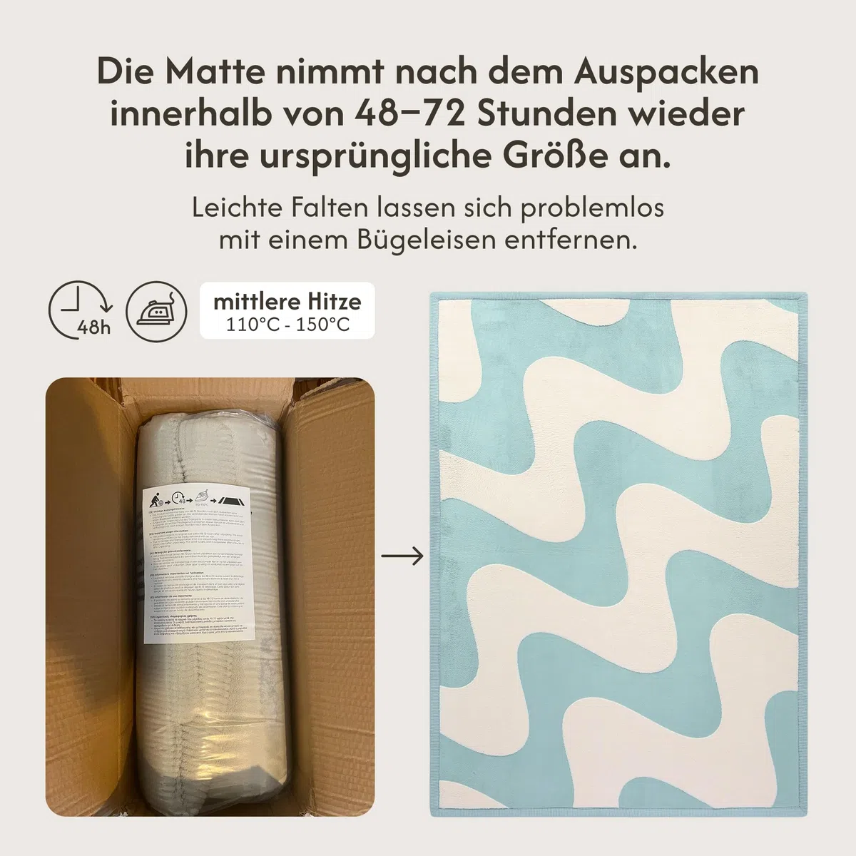 Wolkenweiche Spielmatte Baby 280x200x2,5cm, Wellen, Tatami Matte | Teppich für Kinderzimmer mit hochwertigem Hochdichter Polyurethan – Krabbelmatte Baby mit Rutschfester Unterseite