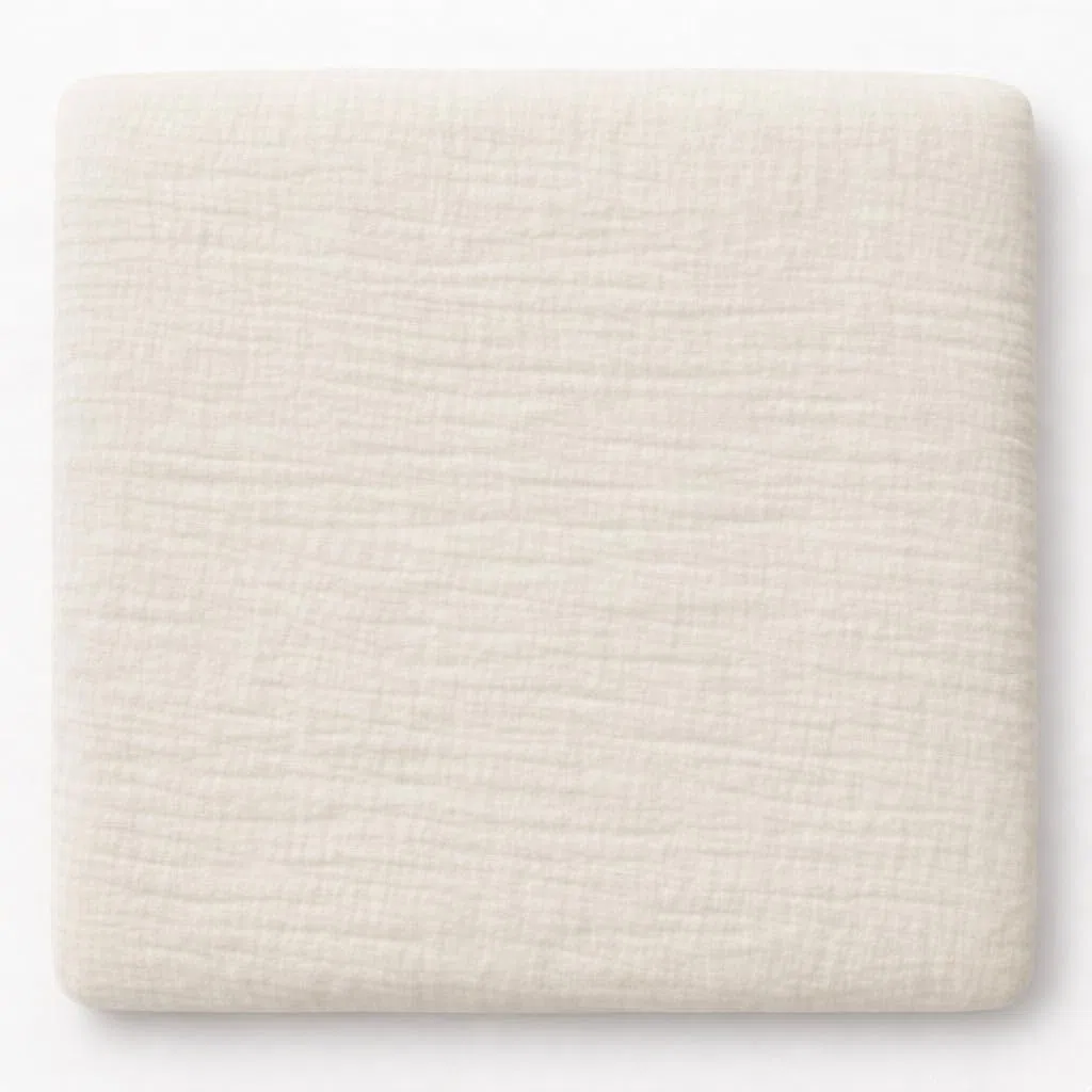 Wickelauflagenbezug 100% Baumwolle Musselin Bezug für Wickelauflage 85x75 und 75x75 cm – weicher Wickeauflagenüberzug, atmungsaktiv & waschbar CREME