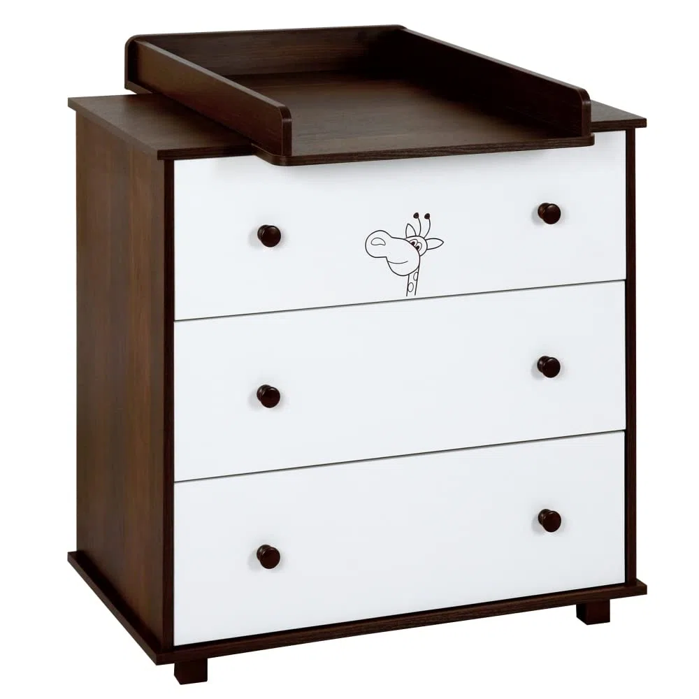 Safari Giraffe Weißes Möbel Set für EIN Kinderbett Kommode Kleiderschrank Kommode Auflage Minimalistischer Stil Holz MDF-Platte Kiefernholz Universal-Set