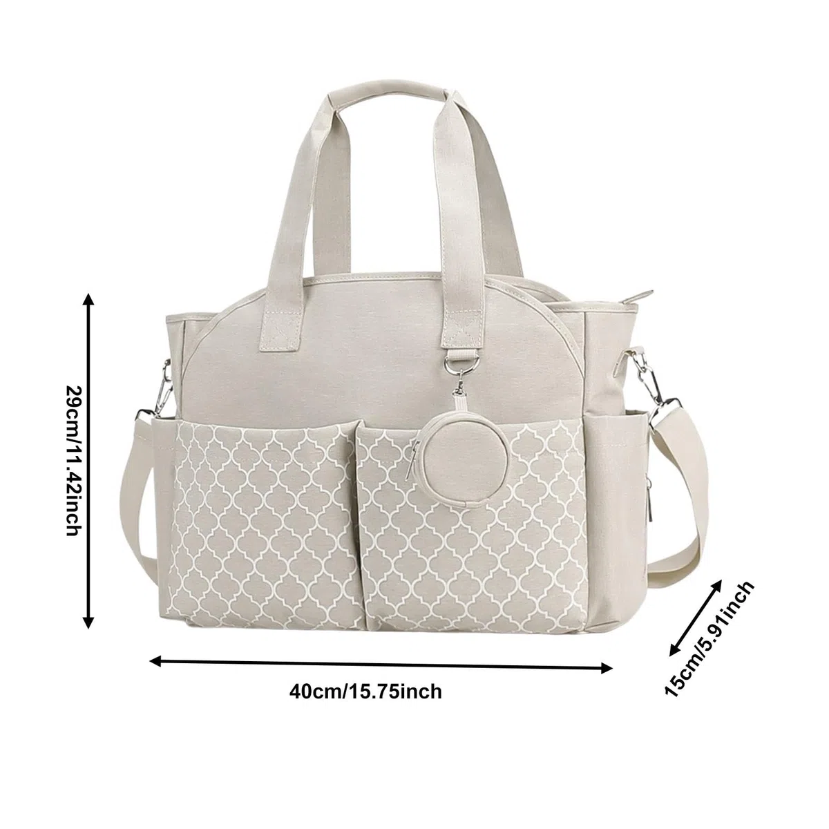 MERIGLARE Wickeltasche, Tragbare Wickeltasche, Organizer mit Großer Kapazität Und Schultergurt Aus Mattiertem Stoff, Vielseitiges Design, Geeignet für Mütter, R, Beigeweiß