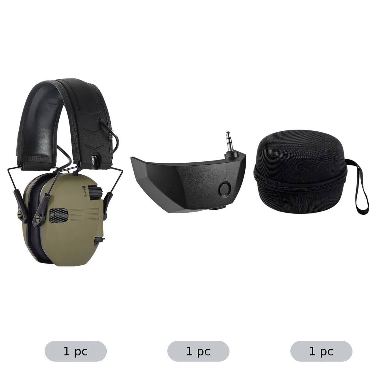 Gehörschutz-Set für Schießsport, aktive Geräuschreduzierung, mit Aufbewahrungsbox für Kopfhörer und Funkadapter, Schutz für Schießstand und laute Umgebungen, verstellbar, leicht, taktische Optik