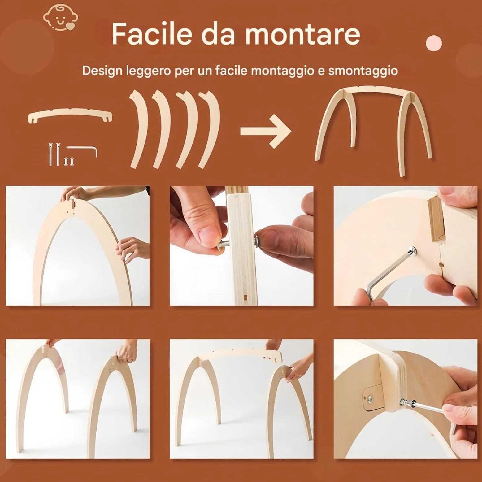 Baby-Aktivitätsspielbogen Sensorisch Pädagogisch Holz Faltbar | Natürliche Stimulation Baby-Spielbogen zur Babyparty, Geburtstag, Schlafzimmer, Wohnzimmer und Reisen