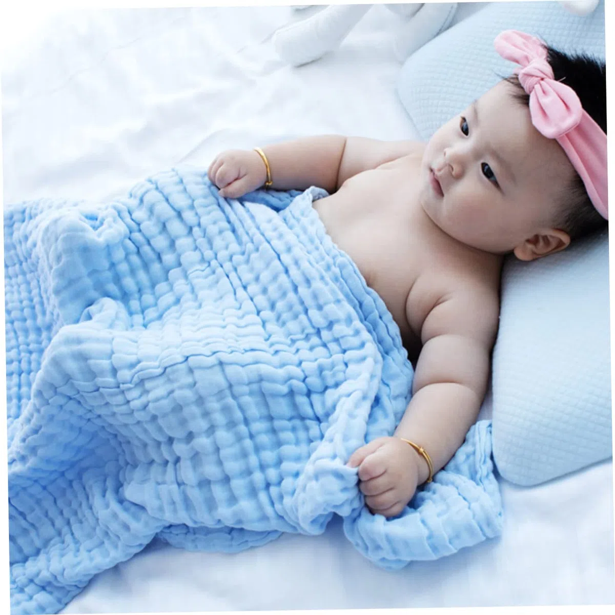 ibasenice 3 Stück Babydecke aus Baumwolle Unisex Atmungsaktive Puckdecke Leicht für Jahreszeiten Babybadetuch