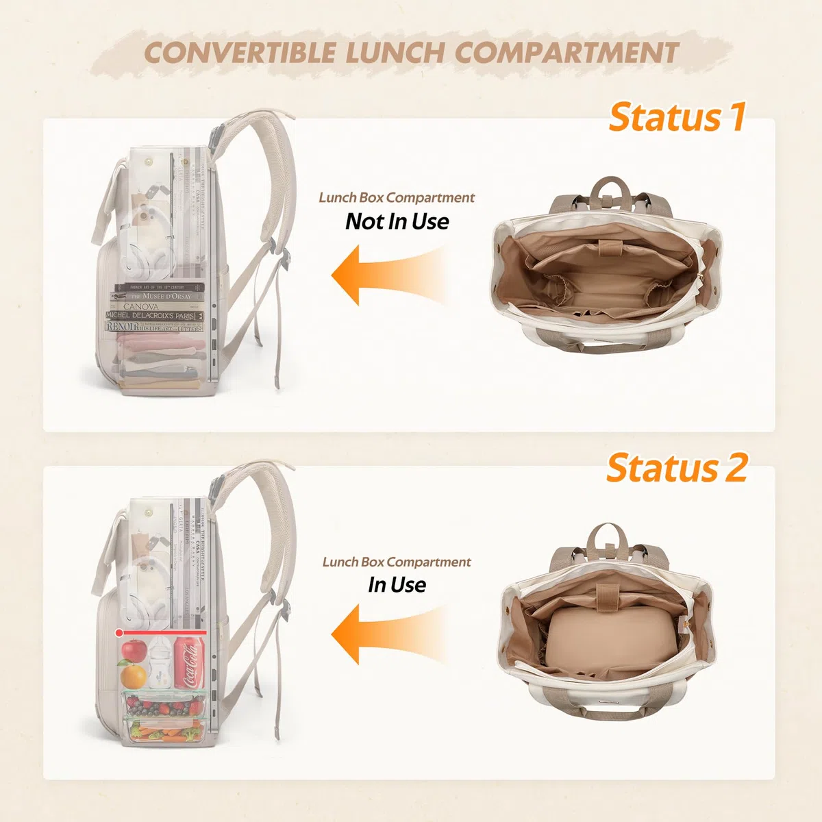 GOLF SUPAGS 25L Baby Wickelrucksack mit Tragbarer Wickelauflage und Kinderwagengurte, Lsoliertes Lunch Rucksack, Diaper Bag Babytasche Multifunktional für Mama und Papa (Champagnerfarben & Weiß)