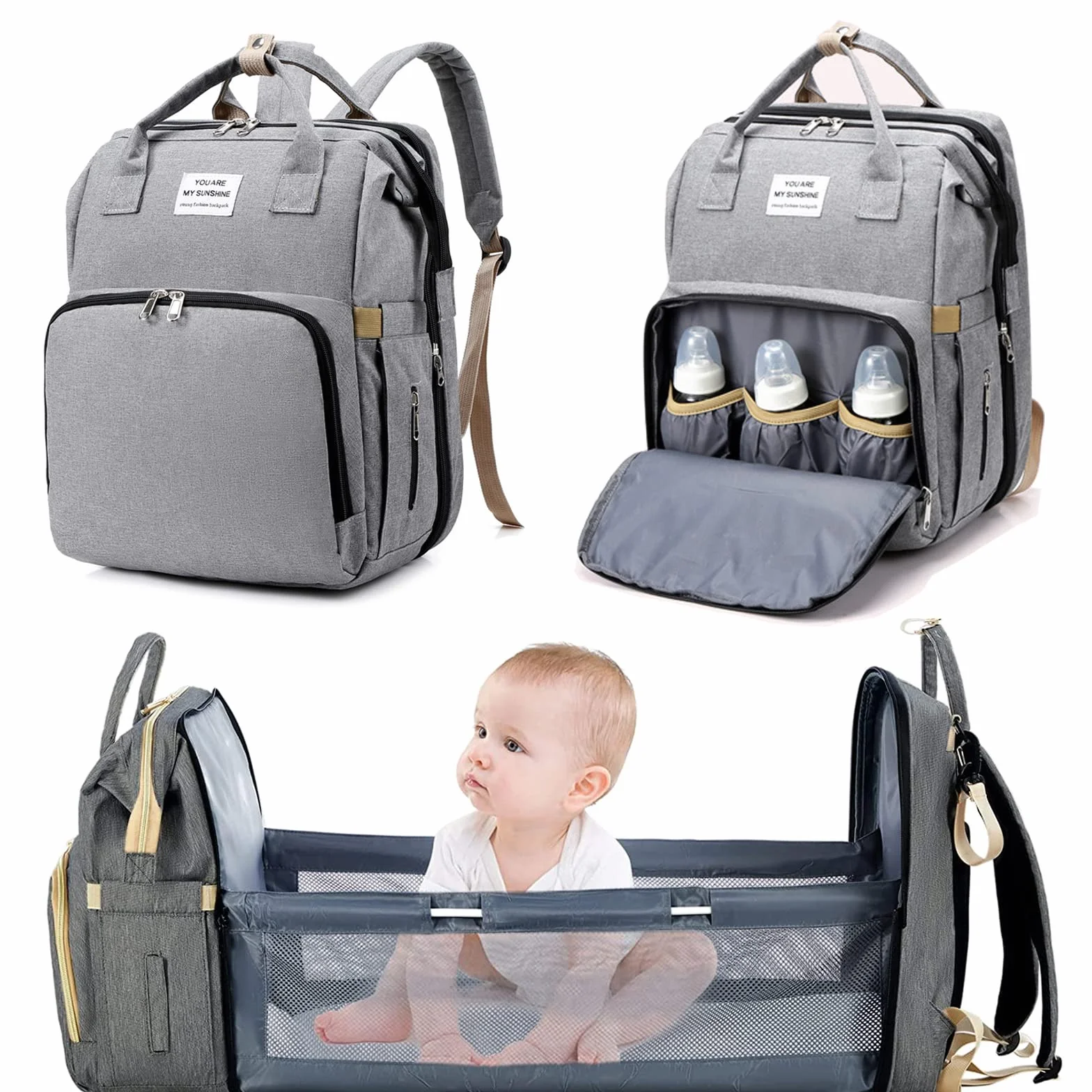 Baby Wickeltasche Rucksack,Diaper Backpack,Babytasche Reiserucksack mit Wickelauflage,Multifunktional Wasserabweisend Große Kapazität Wickelrucksack,Große, für Mama
