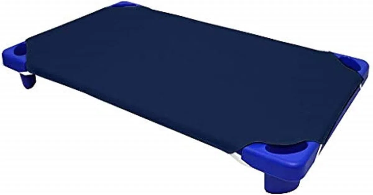 Spannbettlaken für Kleinkinderbett, Vorschule, Mattegröße 4, elastische Schlaufen, 100 % Baumwolle, weiche Babypflege-Bettlaken, 6 Stück, Marineblau (55 cm B x 132 cm L)