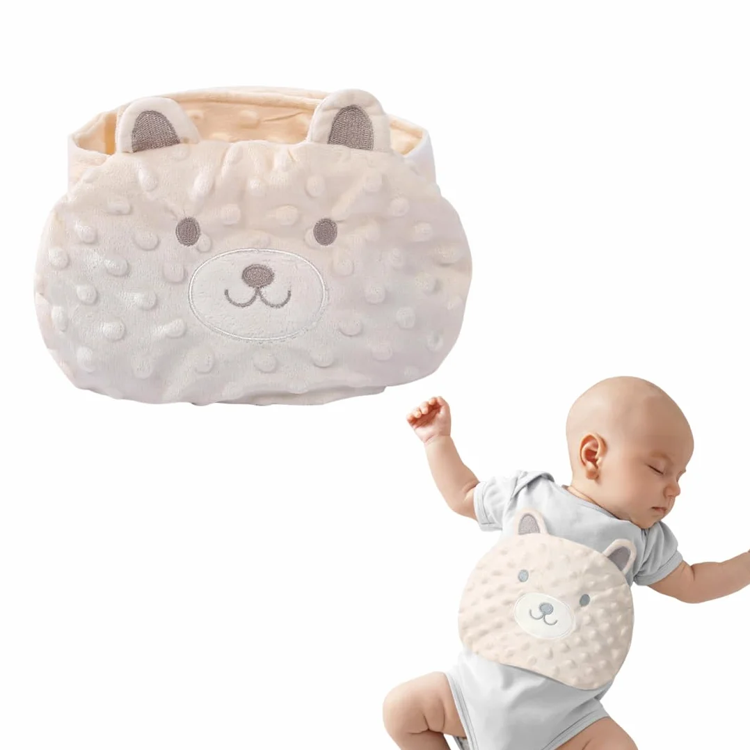 Baby Wärmegürte, Natürliche Wärme gegen Blähungen und Koliken, Verstellbarer Bauchgurt für Neugeborene und Babys bei Bauchweh (Beige, Niedliches Schweinchen-Design)
