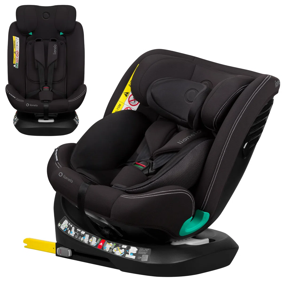 Lionelo Bastiaan i-Size One 360o drehbarer Autositz für Kinder 40-150 cm | Montage in Fahrtrichtung und entgegen der Fahrtrichtung möglich, ISOFIX Pas TopTether Einstellbare Rückenlehne