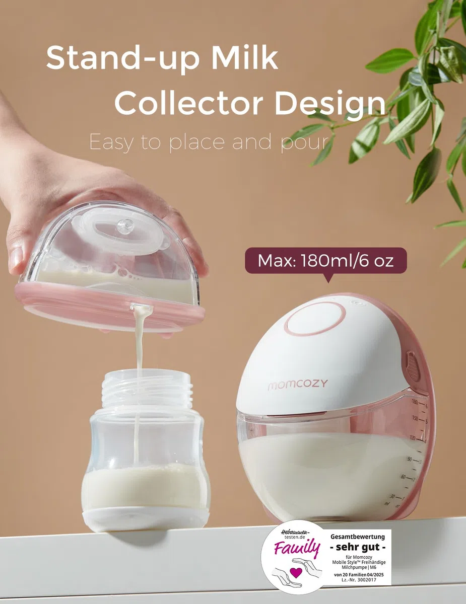 Momcozy M6 Mobile Style Milchpumpe Elektrische, handsfree 1 Pack Rot | tragbare Brustpumpen DoubleFit-Flansch, mehr Passform und Diskretion mit 3 Modi und 9 Stufen 24 mm Brusthaube