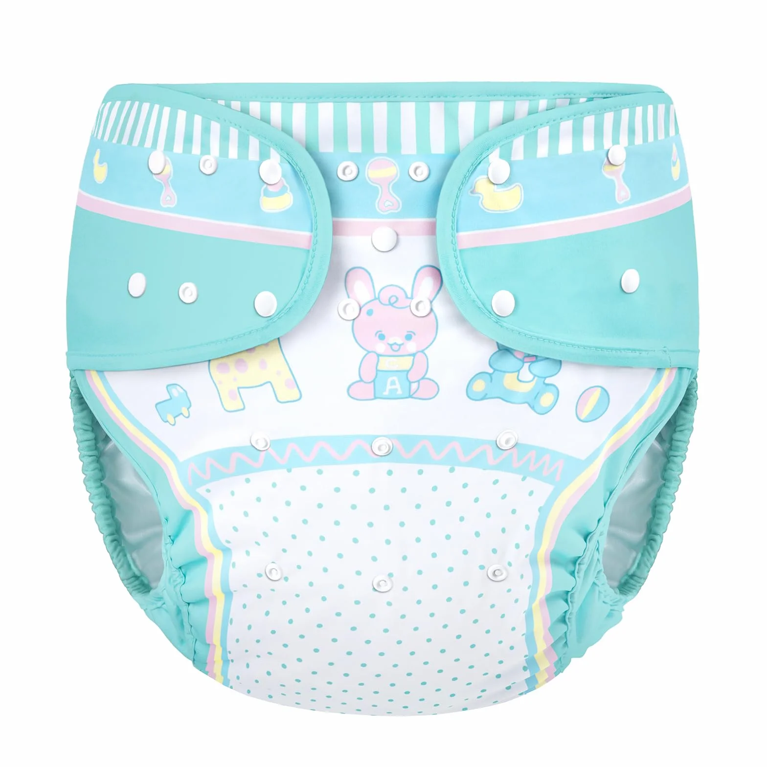LittleForBig Waschbarer Verstellbarer Wiederverwendbarer Wasserdichter Stoffwindel Überhose Bezug für Erwachsene - Baby Parade Blau M