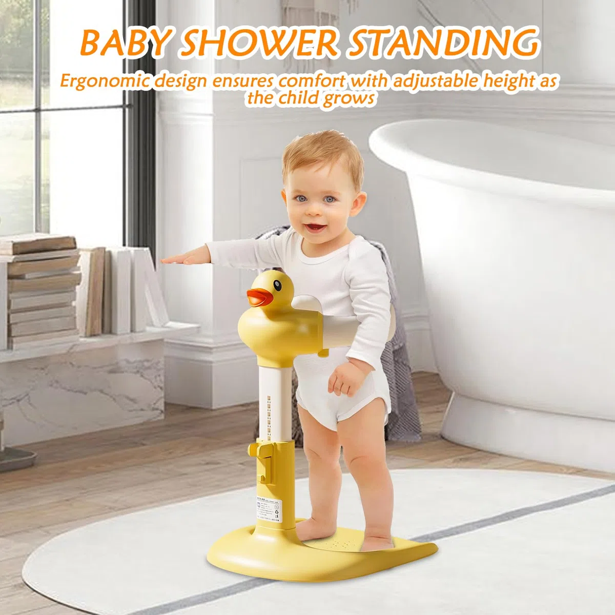 Baby-Badewannenständer – Baby-Stütze für Dusche – rutschfest | höhenverstellbar, Badewannenständer für 6–24 Monate Kleinkinder, Badezimmer