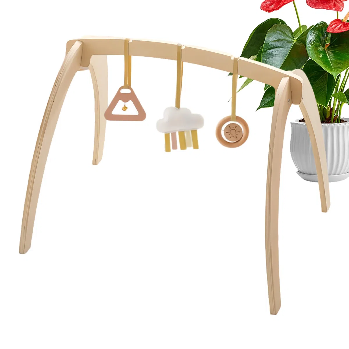 Baby-Aktivitätsspielbogen Sensorisch Pädagogisch Holz Faltbar | Natürliche Stimulation Baby-Spielbogen zur Babyparty, Geburtstag, Schlafzimmer, Wohnzimmer und Reisen
