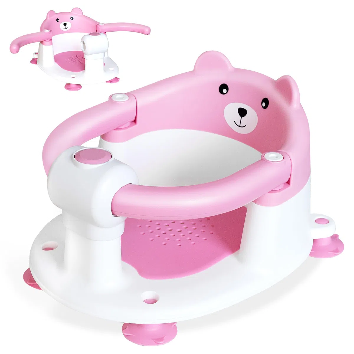 Baby Badesitz für Babys ab 6 monate, Kleinkind-Badesitz für Säugling und Neugeborenes, Rutschfester Sitz-Up-Babybadsitz mit 4 Saugnäpfen